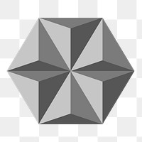 3D hexagon geometric shape png in grey abstract style