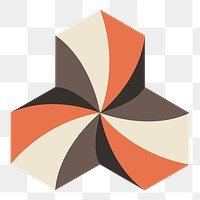 3D irregular geometric shape png in orange abstract style