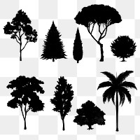 Png black tree design element set