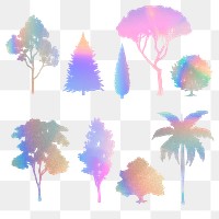 Png gradient tree design element set