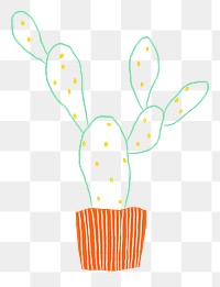 Bunny ears cactus png doodle hand drawn 