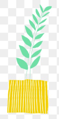 Houseplant doodle png in colorful neon yellow