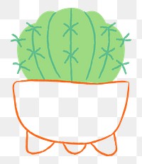 Potted plant png golden barrel cactus doodle