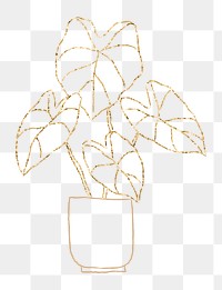 Gold potted plant png houseplant element graphic