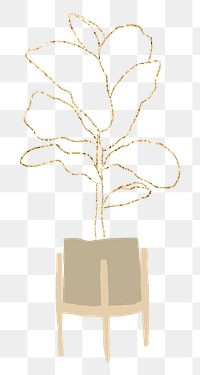 Gold potted plant png houseplant element graphic