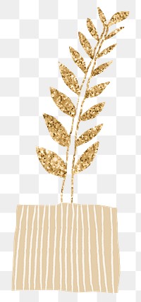 Gold ZZ plant png houseplant element graphic