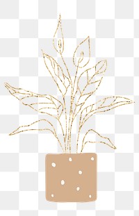 Gold peace lily png houseplant element graphic