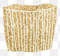 Plant pot png doodle in gold glitter