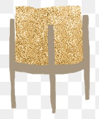 Plant pot png doodle in gold glitter