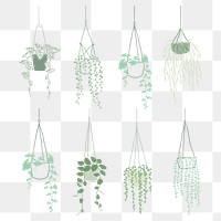 Hanging plant png sticker set