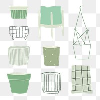 Simple plant pot png doodle in green