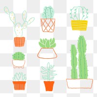 Colorful houseplant png doodle element 