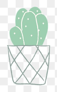 Potted cactus png houseplant doodle 