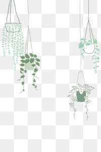Hanging houseplant png border in doodle style