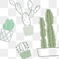 Houseplant cactus png sticker set