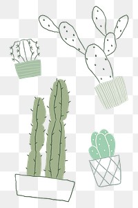 Houseplant cactus png sticker set