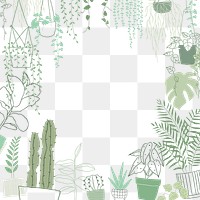 Plant frame png in hand drawn doodle style