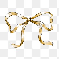 Gold ribbon png bow design element