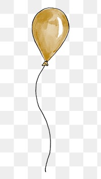 Gold balloon png hand drawn sticker