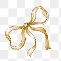 Gold ribbon png bow design element