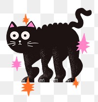 PNG cartoon black cat sticker halloween illustration