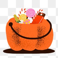 Pumpkin bucket PNG sticker cute halloween hand drawn illustration