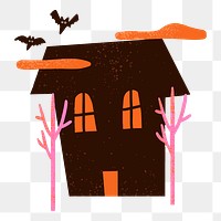 Haunted house PNG sticker, cute halloween illustration