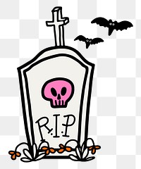 Tombstone halloween PNG sticker cartoon hand drawn illustration