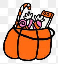 Pumpkin bucket PNG halloween sticker, doodle