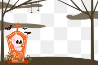 Halloween PNG frame, spooky tombstone border illustration