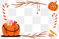 Halloween PNG frame illustration, cute trick-or-treat pumpkin