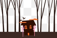 Halloween PNG background illustration, brown spooky haunted house