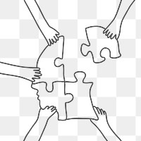 PNG business brainstorming doodle hands connecting puzzle jigsaw