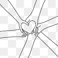 Charity PNG doodle hands holding heart