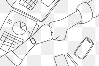 PNG business people doodle doing a fist bump