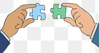 PNG business connection doodle hands connecting puzzle jigsaw