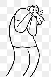 PNG healthcare doodle, man sneezing character