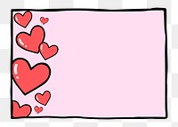 PNG heart frame doodle border pink background