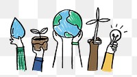 Environment doodle png, renewable energy concept