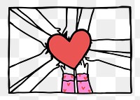Charity doodle png hands holding heart