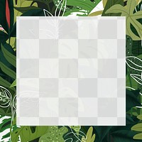 PNG frame green tropical leaf botanical illustration