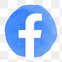 Facebook app icon png with a watercolor graphic effect. 21 JULY 2021 - BANGKOK, THAILAND