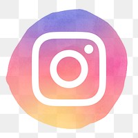 Instagram logo png in watercolor design. Social media icon. 21 JULY 2021 - BANGKOK, THAILAND