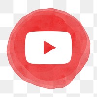 YouTube app icon png with a watercolor graphic effect. 21 JULY 2021 - BANGKOK, THAILAND