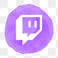 Twitch icon png for social media in watercolor design. 21 JULY 2021 - BANGKOK, THAILAND