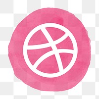 Dribbble icon png for social media in watercolor design. 21 JULY 2021 - BANGKOK, THAILAND