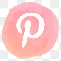 Pinterest logo png in watercolor design. Social media icon. 21 JULY 2021 - BANGKOK, THAILAND