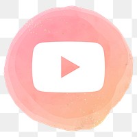 YouTube app icon png with a watercolor graphic effect. 21 JULY 2021 - BANGKOK, THAILAND