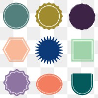 Png colorful blank badges set in retro style