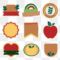 Png natural products badges set inretro style